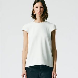 Tibi Chalky Drape Rounded Shoulderpad Top